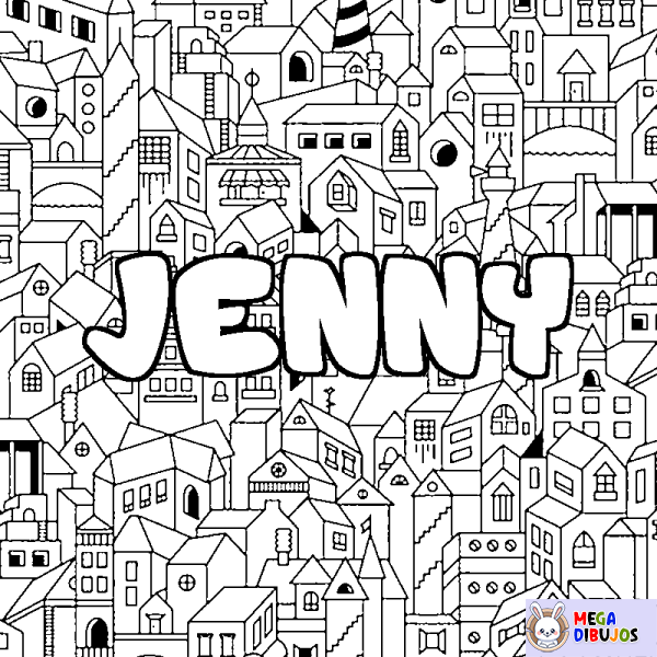 Coloración del nombre JENNY - decorado ciudad