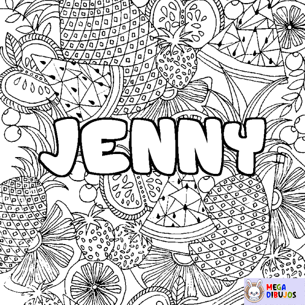 Coloración del nombre JENNY - decorado mandala de frutas