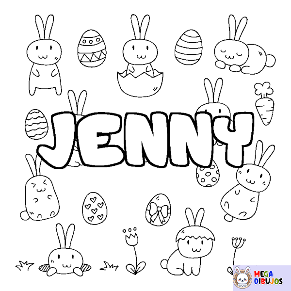 Coloración del nombre JENNY - decorado Pascua