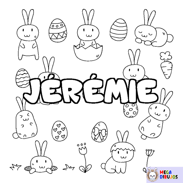 Coloración del nombre J&Eacute;R&Eacute;MIE - decorado Pascua