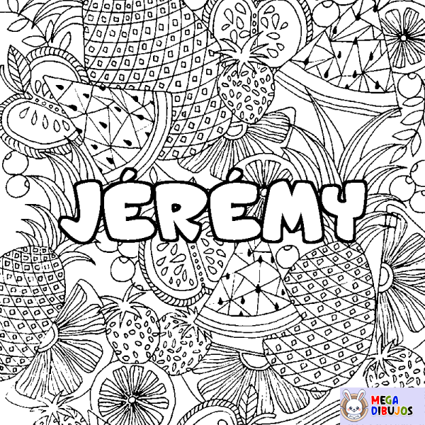 Coloración del nombre J&Eacute;R&Eacute;MY - decorado mandala de frutas