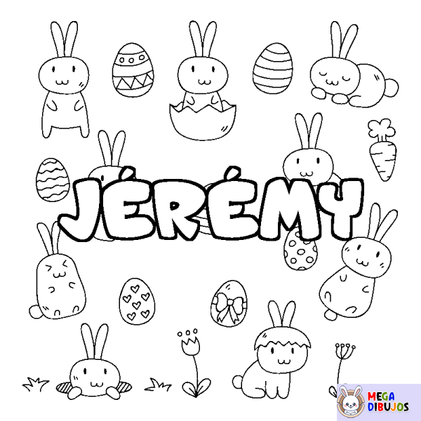 Coloración del nombre J&Eacute;R&Eacute;MY - decorado Pascua