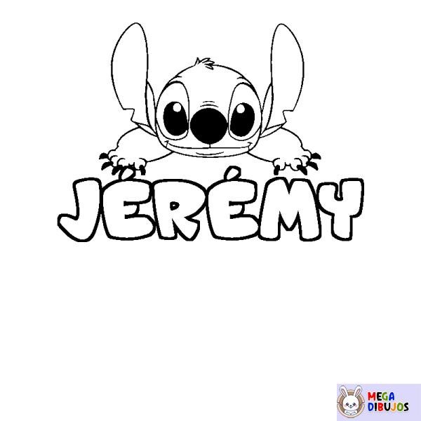 Coloración del nombre J&Eacute;R&Eacute;MY - decorado Stitch