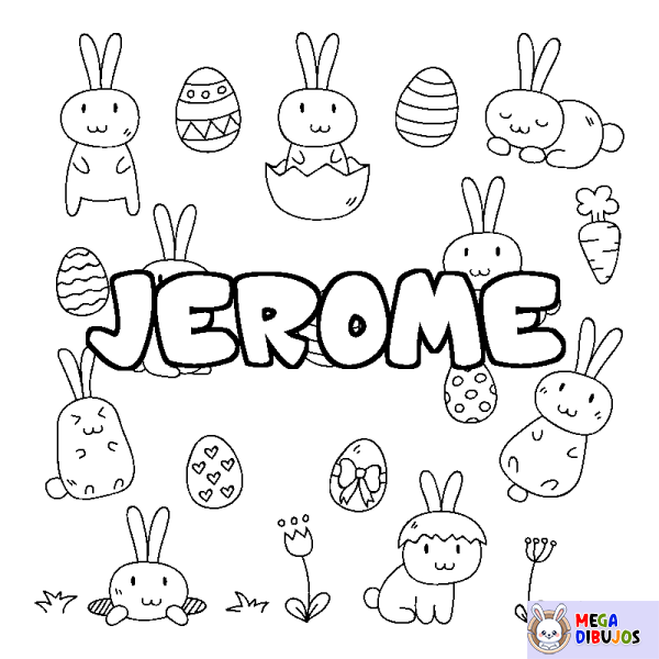 Coloración del nombre JEROME - decorado Pascua