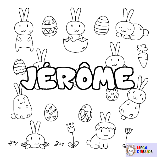 Coloración del nombre J&Eacute;R&Ocirc;ME - decorado Pascua