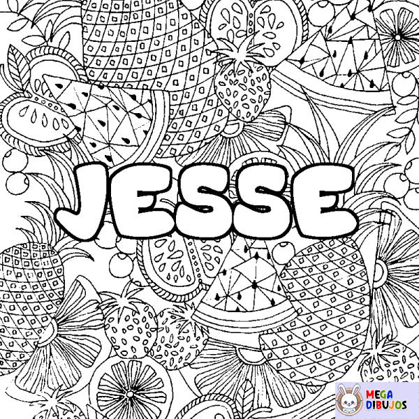 Coloración del nombre JESSE - decorado mandala de frutas