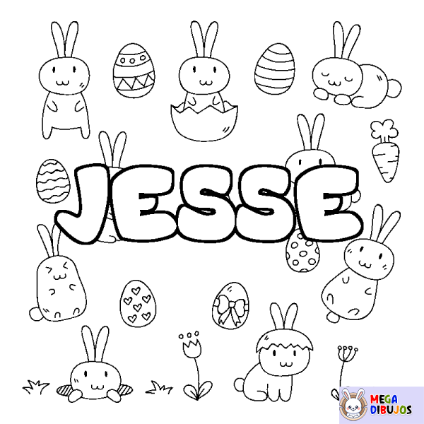 Coloración del nombre JESSE - decorado Pascua