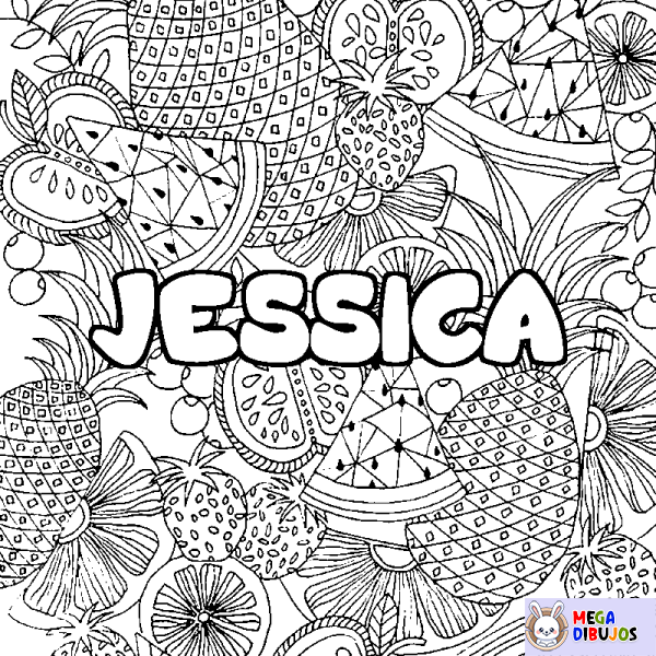 Coloración del nombre JESSICA - decorado mandala de frutas