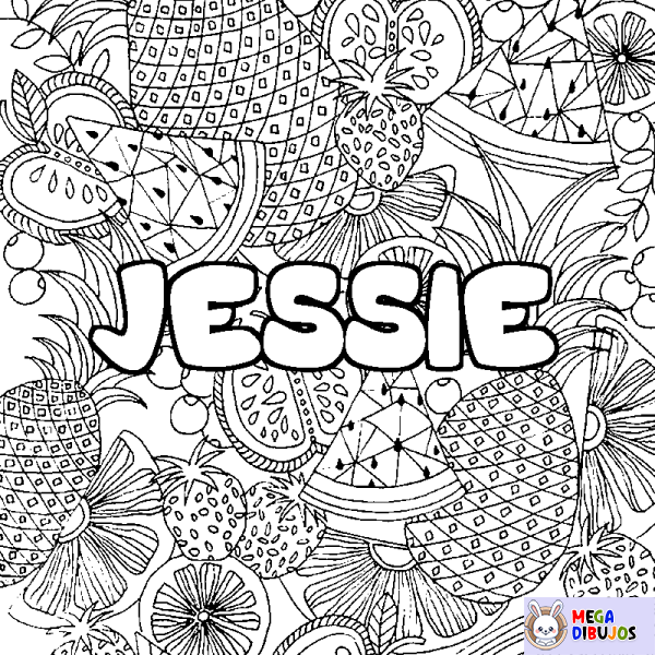 Coloración del nombre JESSIE - decorado mandala de frutas