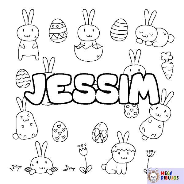 Coloración del nombre JESSIM - decorado Pascua