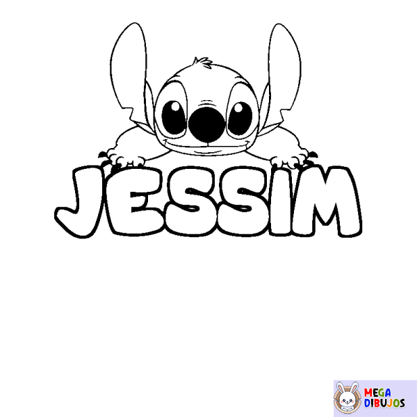 Coloración del nombre JESSIM - decorado Stitch