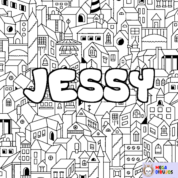 Coloración del nombre JESSY - decorado ciudad