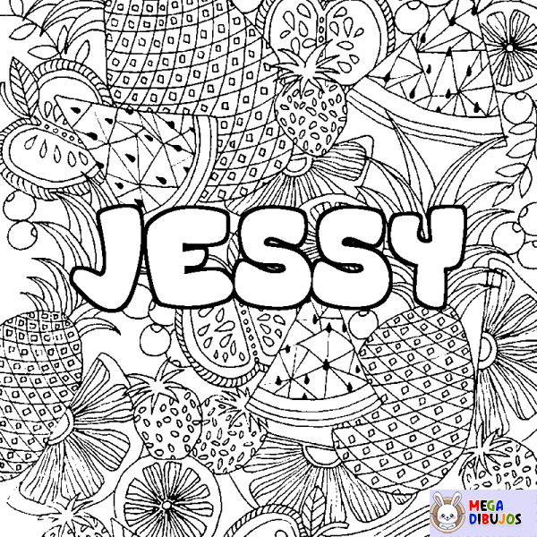 Coloración del nombre JESSY - decorado mandala de frutas