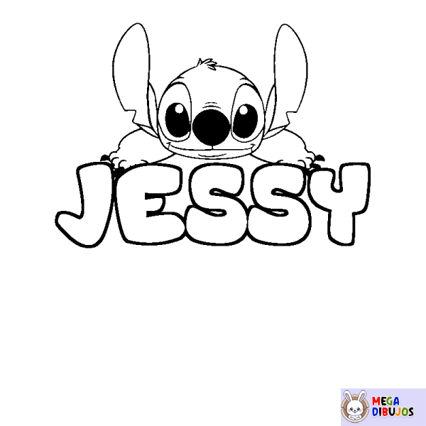 Coloración del nombre JESSY - decorado Stitch