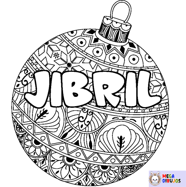 Coloración del nombre JIBRIL - decorado bola de Navidad