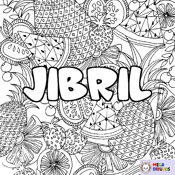 Coloración del nombre JIBRIL - decorado mandala de frutas