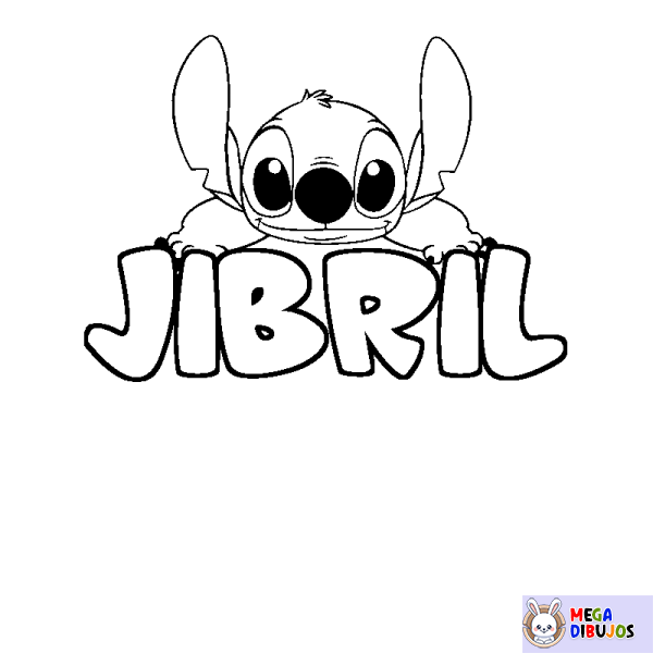 Coloración del nombre JIBRIL - decorado Stitch