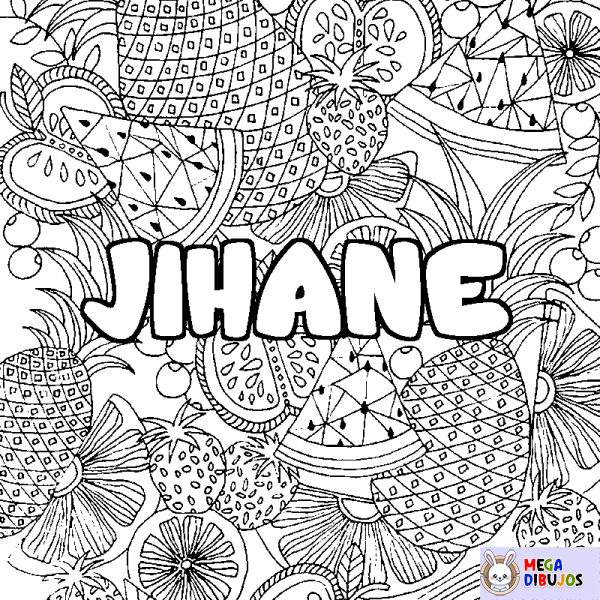 Coloración del nombre JIHANE - decorado mandala de frutas