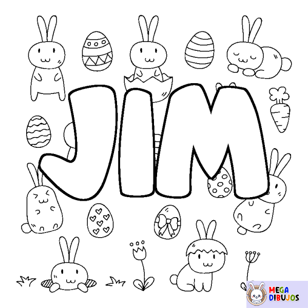 Coloración del nombre JIM - decorado Pascua