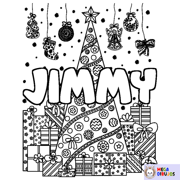 Coloración del nombre JIMMY - decorado &aacute;rbol de Navidad y regalos