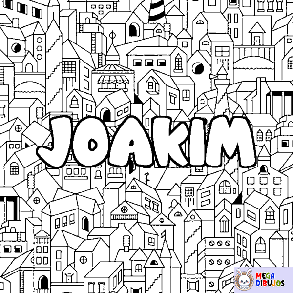 Coloración del nombre JOAKIM - decorado ciudad