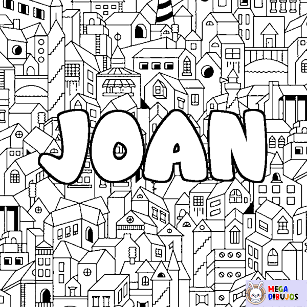 Coloración del nombre JOAN - decorado ciudad