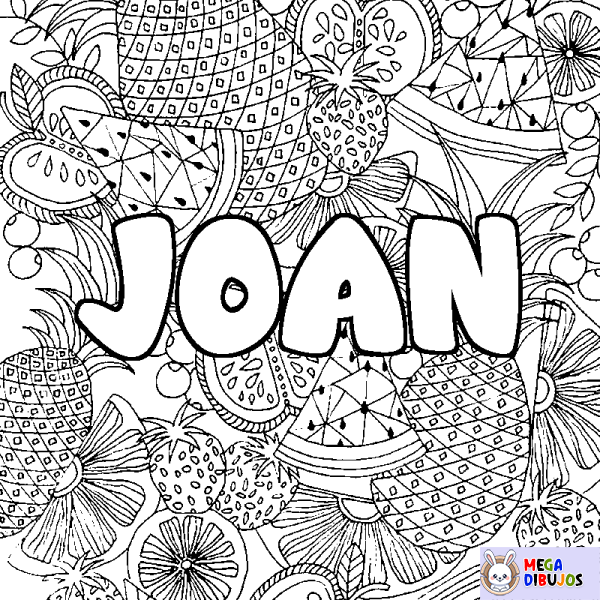 Coloración del nombre JOAN - decorado mandala de frutas