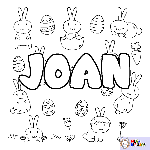 Coloración del nombre JOAN - decorado Pascua