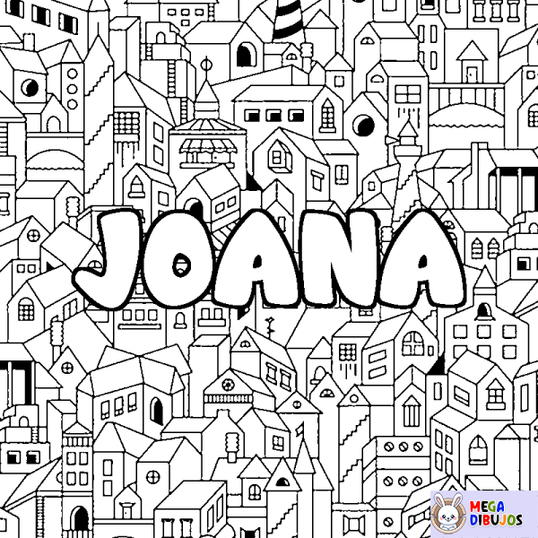 Coloración del nombre JOANA - decorado ciudad