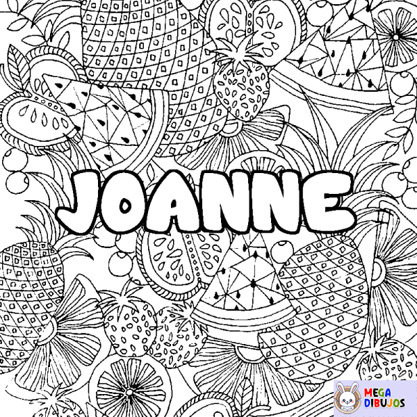 Coloración del nombre JOANNE - decorado mandala de frutas