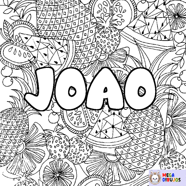 Coloración del nombre JOAO - decorado mandala de frutas