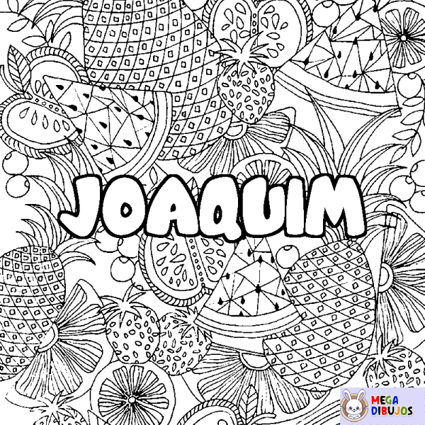 Coloración del nombre JOAQUIM - decorado mandala de frutas