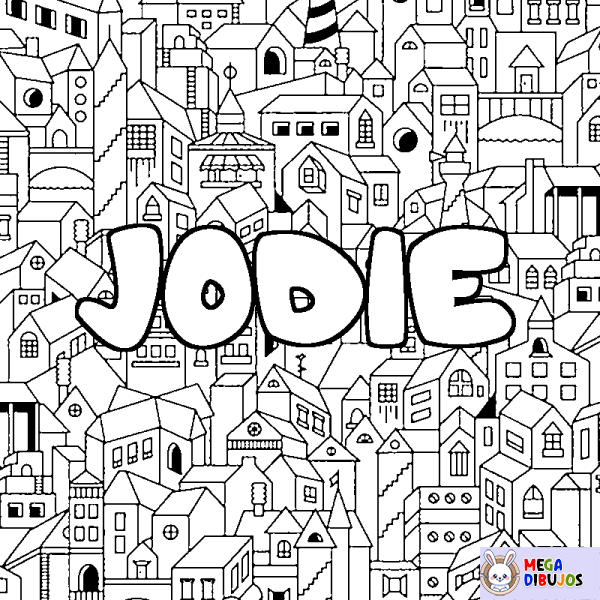 Coloración del nombre JODIE - decorado ciudad