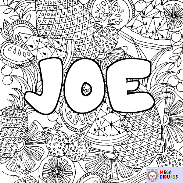 Coloración del nombre JOE - decorado mandala de frutas