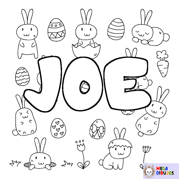 Coloración del nombre JOE - decorado Pascua