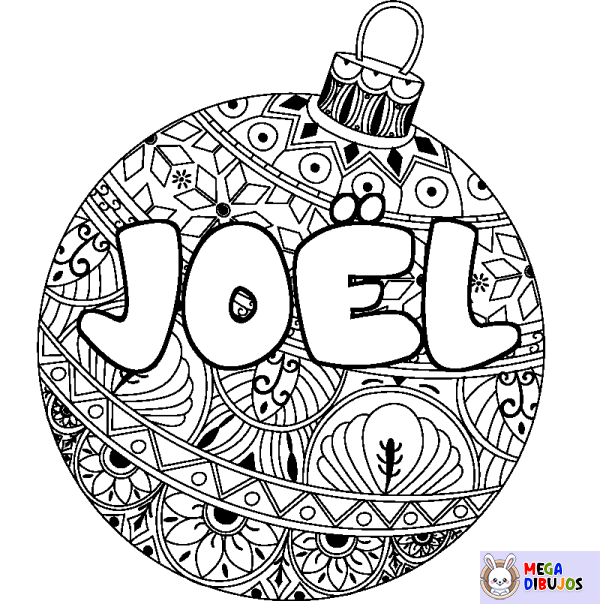 Coloración del nombre JO&Euml;L - decorado bola de Navidad