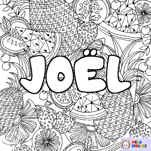 Coloración del nombre JO&Euml;L - decorado mandala de frutas