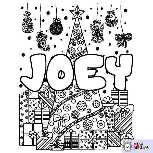 Coloración del nombre JOEY - decorado &aacute;rbol de Navidad y regalos