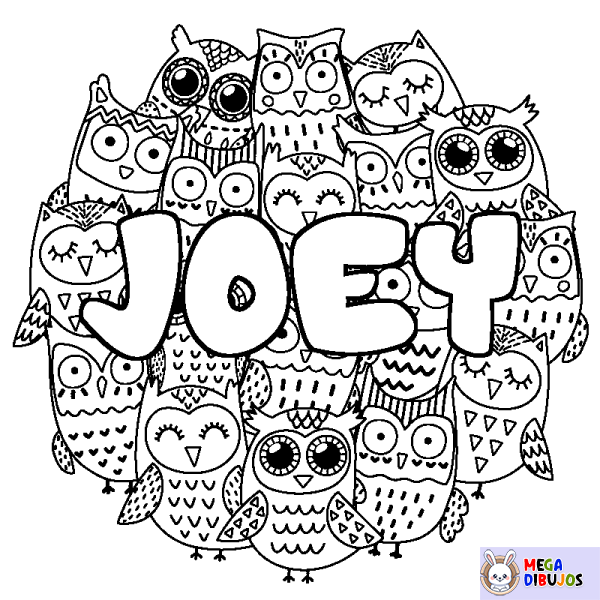 Coloración del nombre JOEY - decorado b&uacute;hos