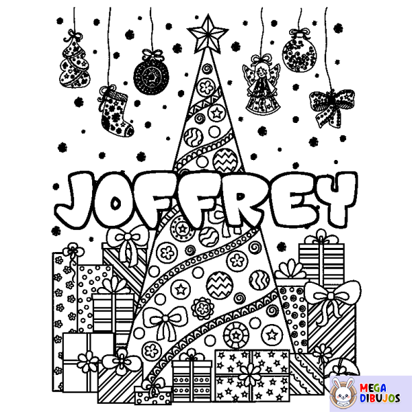 Coloración del nombre JOFFREY - decorado &aacute;rbol de Navidad y regalos