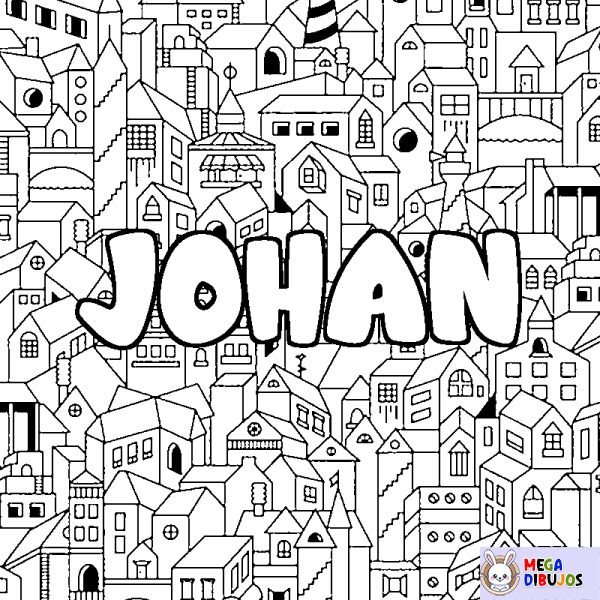 Coloración del nombre JOHAN - decorado ciudad