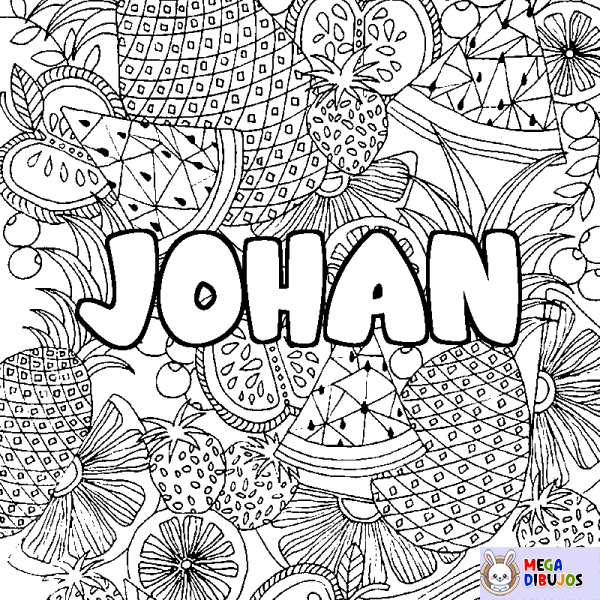 Coloración del nombre JOHAN - decorado mandala de frutas