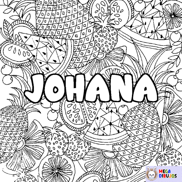 Coloración del nombre JOHANA - decorado mandala de frutas