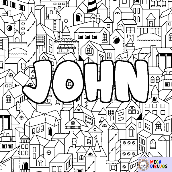 Coloración del nombre JOHN - decorado ciudad