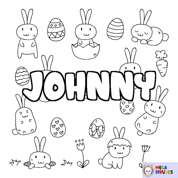 Coloración del nombre JOHNNY - decorado Pascua