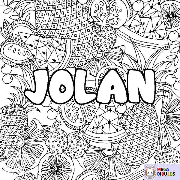 Coloración del nombre JOLAN - decorado mandala de frutas