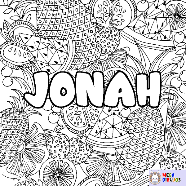 Coloración del nombre JONAH - decorado mandala de frutas