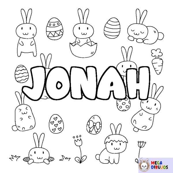 Coloración del nombre JONAH - decorado Pascua