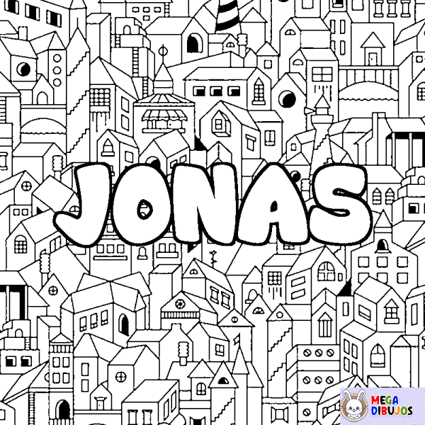 Coloración del nombre JONAS - decorado ciudad