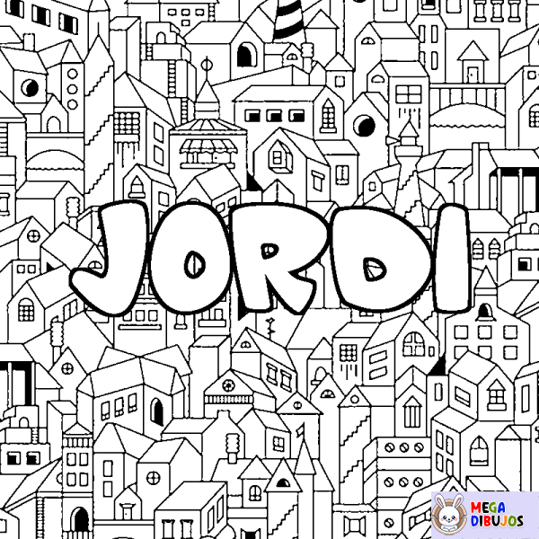 Coloración del nombre JORDI - decorado ciudad